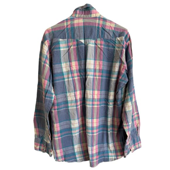 Vtg Panhandle Slim Western Cowboy Pearl Snap Shirt Pastel Plaid Men's Large H2 - Picture 2 of 8